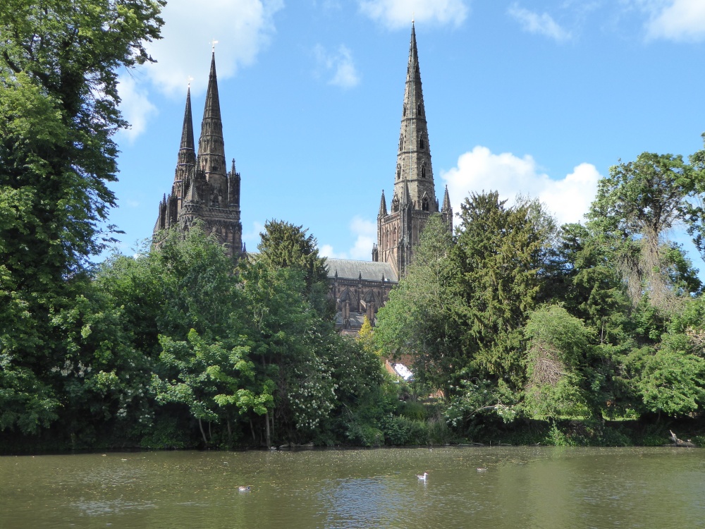 Lichfield Cathedral from Minster Pool